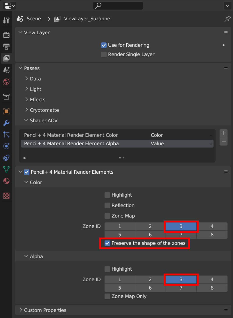 Render Elements settings