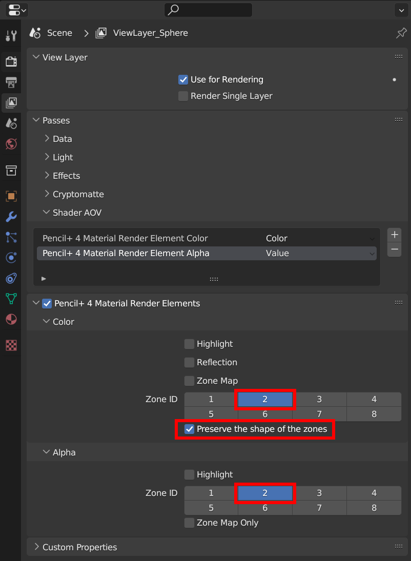 Render Elements settings