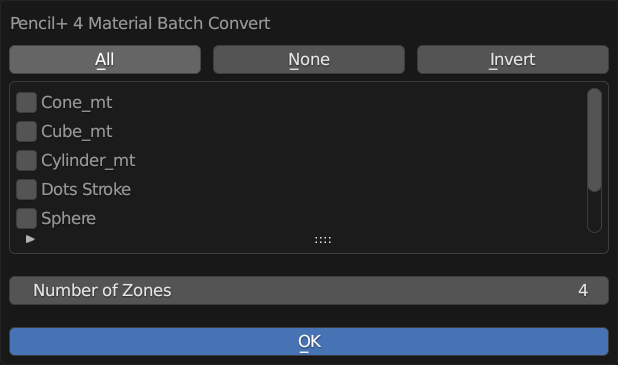 Pencil+ 4 Material Batch Convert dialog