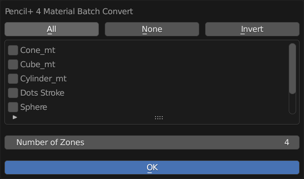 Pencil+ 4 매테리얼 일괄변환 다이얼로그