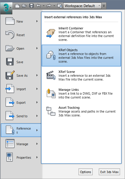XRef Scene Menu