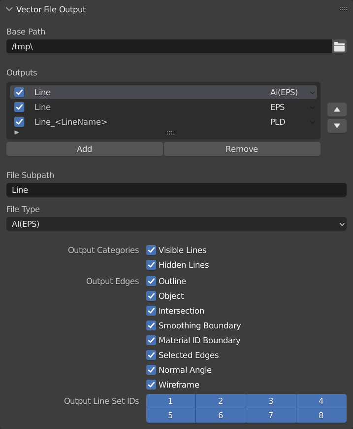 File Output panel