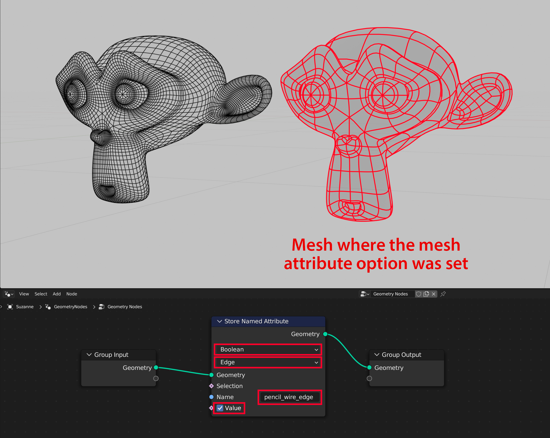 Setting the mesh attribute option