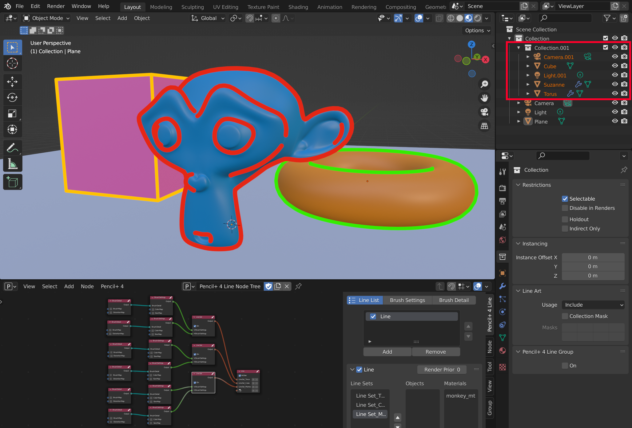 라인설정이 포함된 blend 파일의 연결(Link)/덧붙이기(Append) 방법 - Pencil+ 4 Line for Blender