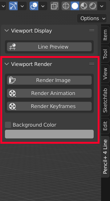 viewport render menu