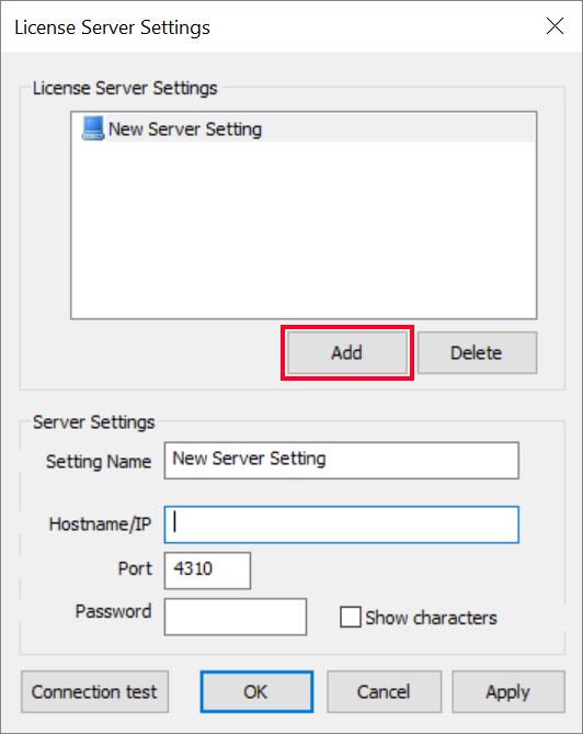 Add Server Settings