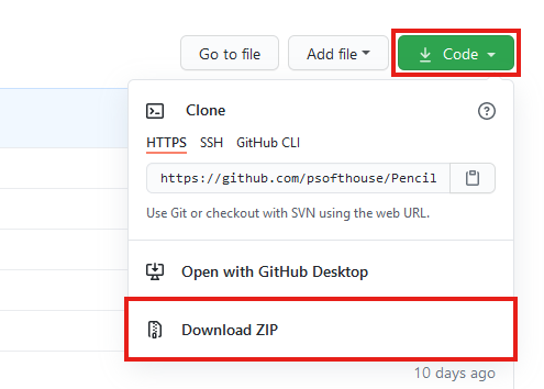github ページからパッケージをダウンロード